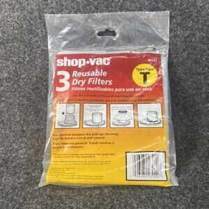 Shop Vac Type T Reusable Dry Filters #90137 - 1 pack (That Contains 3 Filters)